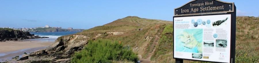 Trevelgue Head Iron Age Settlement, Ruth walking the coast, Cornwall