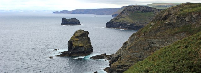 08 Across bay to Cambeak and Bude, Ruth walking the coast path