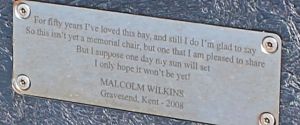 non-memorial plaque on chair, Ruth's walk