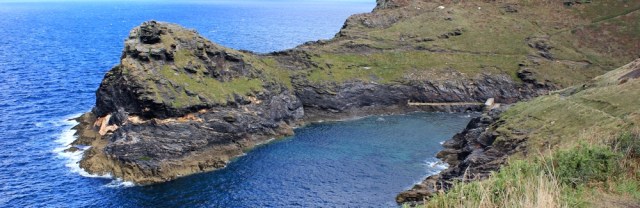 10 entrance to Boscastle, Ruth walking the South West Coast Path
