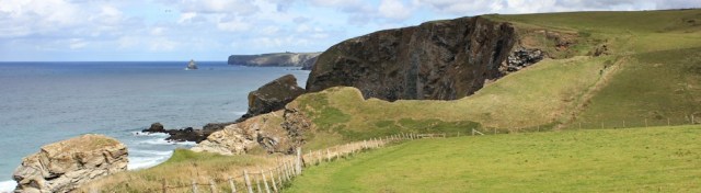 10 men and dogs ahead, Ruth on SWCP, Cornwall