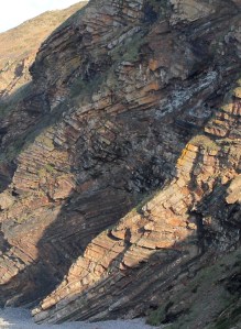  folded cliffs at Millook, Ruth walking in Cornwall, SWCP