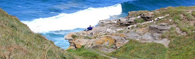 resting walkers, Ruth on the South West Coast Path
