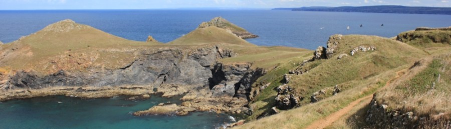 The Rumps Fort, Ruth walking SWCP, Cornwall