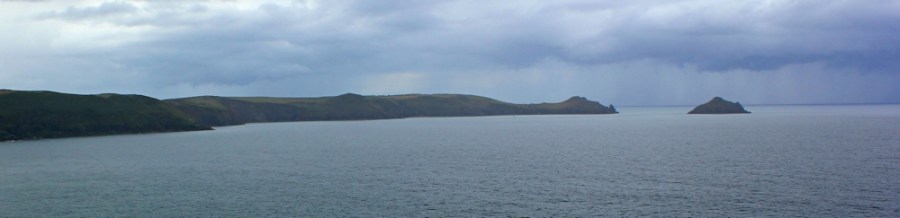 rain over Rump's Fort, Cornwall, Ruth's coastal walk