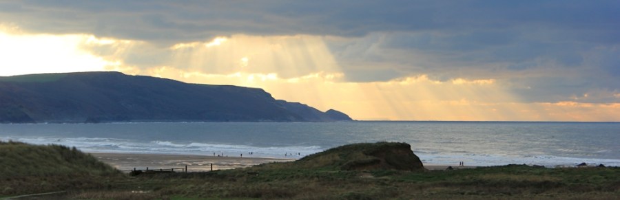 sun setting over Widemouth Sand, Cornwall, Ruth's coast walk