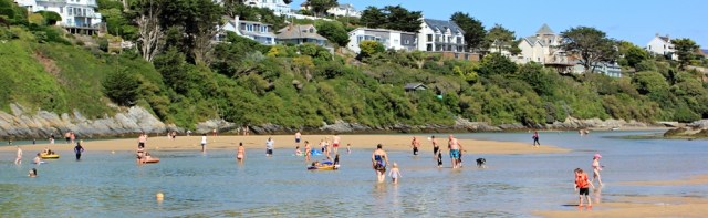 Crantock Beach, Ruth on her coastal walk, Newquay