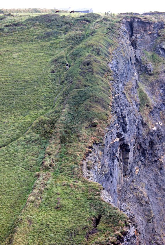 Down to the Pentargon Waterfall, Ruth walking the SWCP, Cornwall