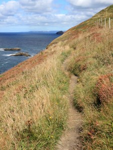 Beeny Cliff, Ruth walking the coast in Cornwall, SWCP
