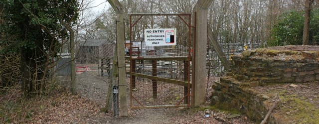 Sewage works, Ruth walking the coast above Buck's Mills