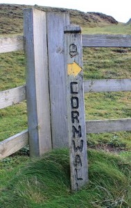 Cornwall sign post, ruth on SWCP