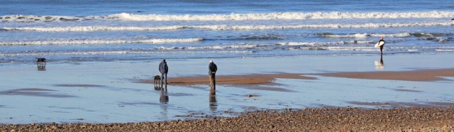11 old and young on Crooklets Beach, Bude, Ruth walking the SW Coast Path