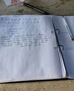 visitor book, Ronald's house, SWCP, Marsland Mouth, Ruth Livingstone
