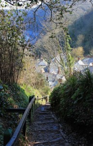 Down to Clovelly, Ruth walking the SWCP