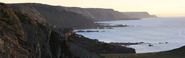 30 Looking back to Bude, Ruth Livingstone at Hartland Quay