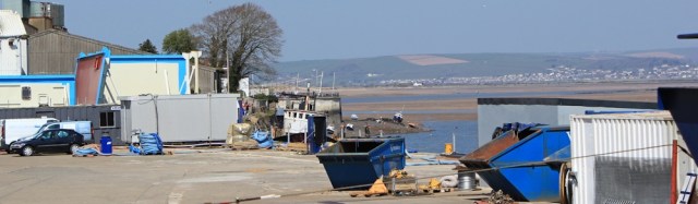 Newquay Dock, Appledore industrial area, Bideford, Ruth walking the SWCP