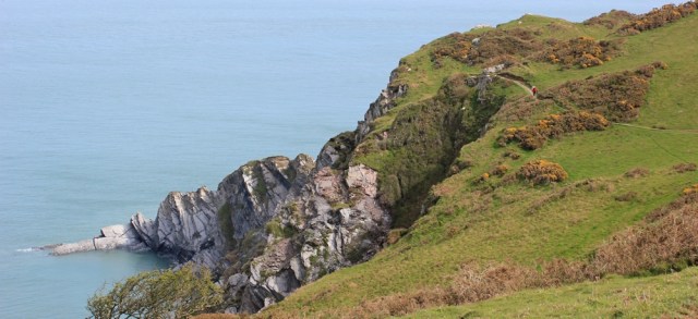 South West Coast Path, Breakneck Point, Ruth on the Tarka Trail near Ilfracombe