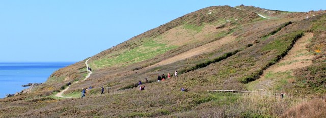 crowds on paths to Baggy Point, Ruth's coastal walk