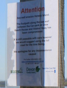  warning sign, Ruth's coastal walk, Crow Beach House, Braunton