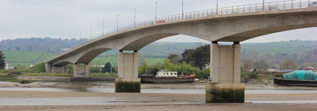 under the A361 bridge, Ruth walking the coast to Barnstaple