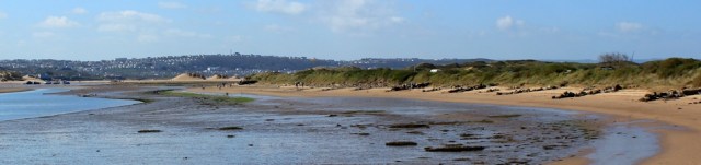 towards The Neck, Braunton Burrows, Ruth walking the coast in Devon