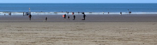  surfers on Saunton Beach, Ruth's coast walking