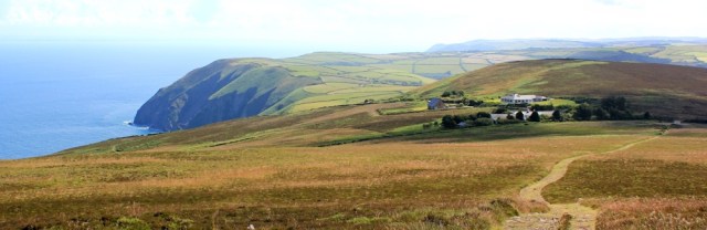 down off Holdstone Hill, Ruth walking the coast, North Devon