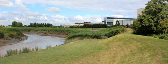 end of footpath, Ruth walking up the River Parrett, Somerset