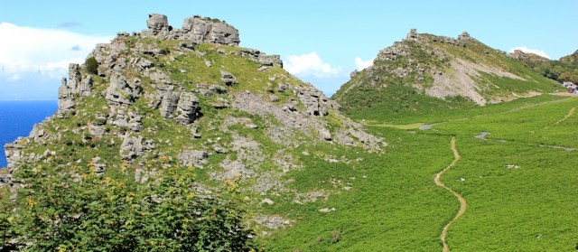Valley of Rocks, Ruth walking in North Devon, Lynton