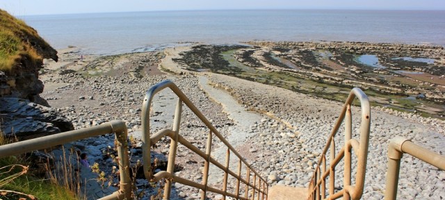 steps leading down to shore, Quantock's Head, Ruth's coastal walk in Somerset