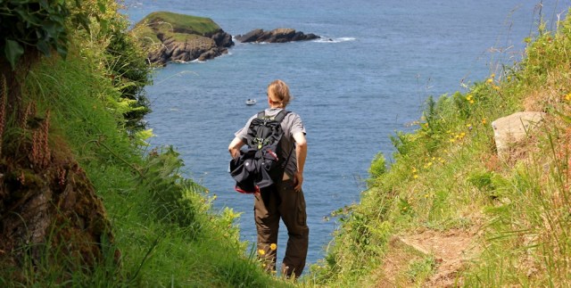  walker on Widmouth Head, Ruth on the SWCP, north Devon