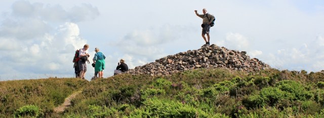 other hikers, top of Hangman, Ruth walking on the SWCP, Devon
