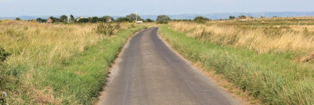 road walking to Steart, Ruth on Somerset Coast Path