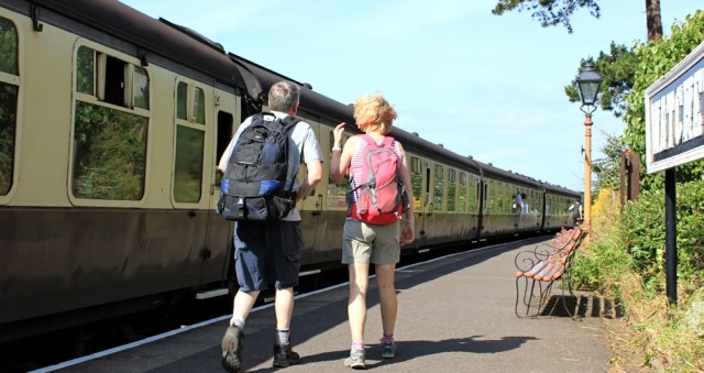  all aboard steam train, Ruth in Watchet, coastal walking