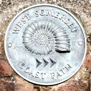 Somerset Coast Path, marker in wall