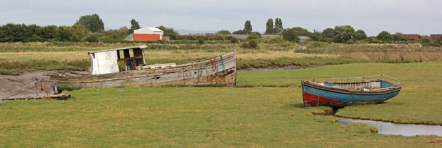 more old boats, Ruth walking the coastal route of Somerset