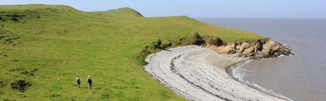  walkers paradise, Ruth walking in Middle Hope, Somerset