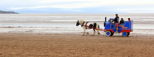 horse pulling a train, Weston super Mare, Ruth's coastal wlk