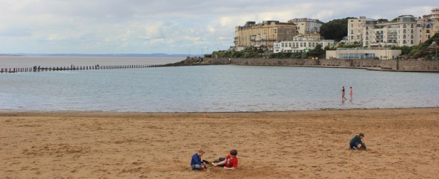 Marine Bay, Glentworth Lake, Ruth walking through Weston-super-Mare