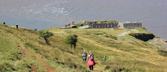 Palmerston Fort, Brean Down, Ruth walking the coast, Somerset