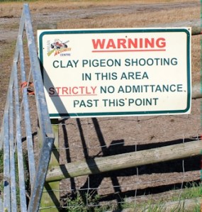 Clay Pigeon warning sign, River Axe