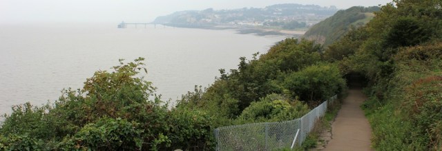 04 Walk along West End, Clevedon, Ruth waking around the coastline