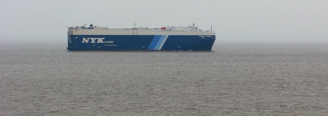 17 car container, Bristol channel, Ruth walking the coast in Somerset