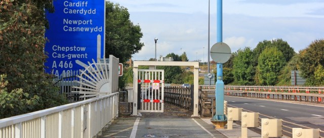 end of Severn Bridge, Wales, Ruth's coastal walk