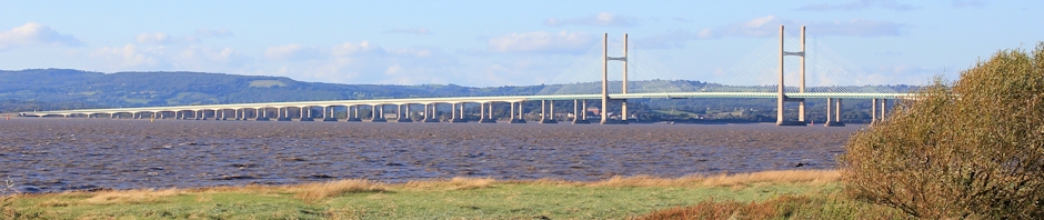 header, second Severn Bridge, Ruth walking the coast