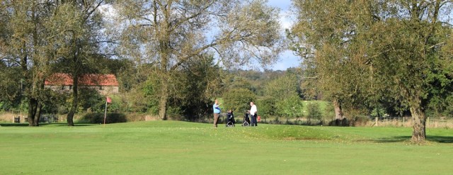 b03 over a golf course, Ruth walking the Wales Coast Path, near Mathern