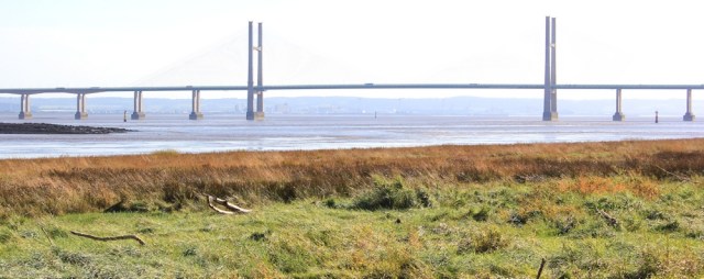 b08 Second Severn Bridge, Ruth walking the Wales Coast Path
