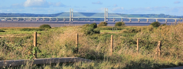 b10 first sight of Severn Bridge, Ruth walking the coast of the UK