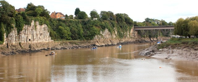 b13 up the River Wye, Ruth on the Old Wye Bridge, Chepstow
