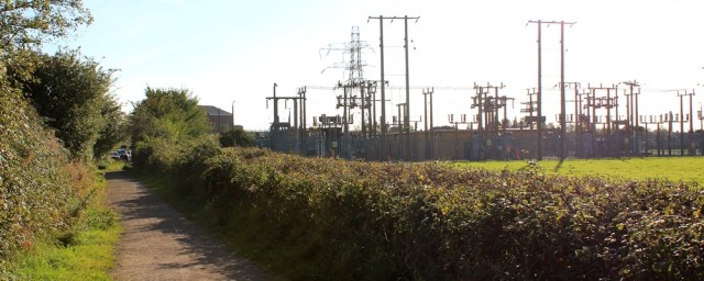 b14 past electricity station, into Sudbrook, Ruth on Wales Coast Path